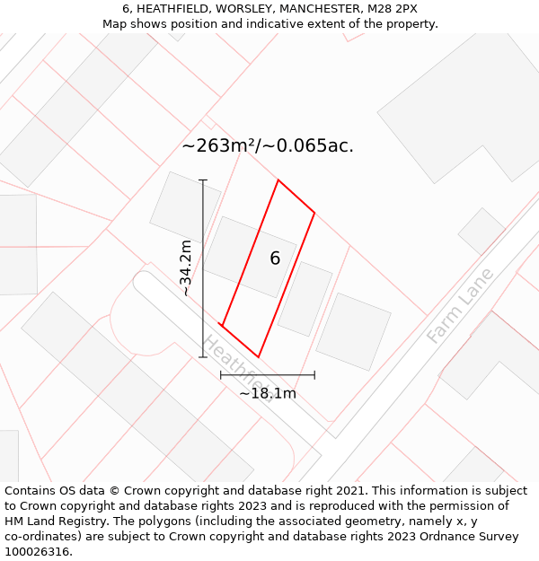 6, HEATHFIELD, WORSLEY, MANCHESTER, M28 2PX: Plot and title map