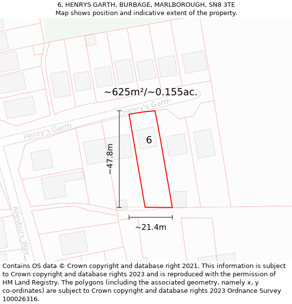 6, HENRYS GARTH, BURBAGE, MARLBOROUGH, SN8 3TE: Plot and title map