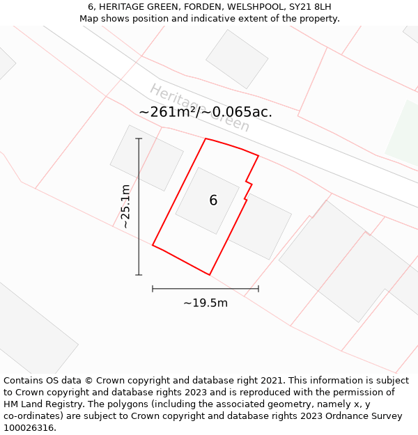 6, HERITAGE GREEN, FORDEN, WELSHPOOL, SY21 8LH: Plot and title map