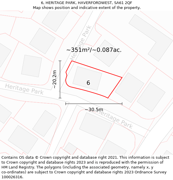 6, HERITAGE PARK, HAVERFORDWEST, SA61 2QF: Plot and title map