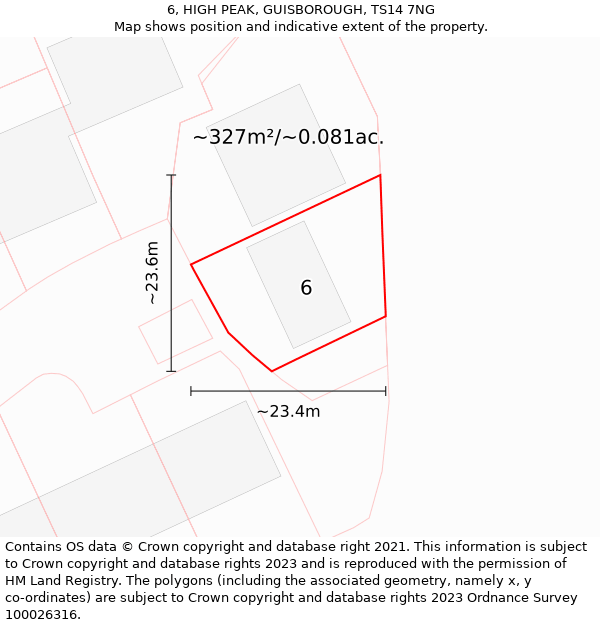 6, HIGH PEAK, GUISBOROUGH, TS14 7NG: Plot and title map