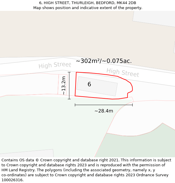 6, HIGH STREET, THURLEIGH, BEDFORD, MK44 2DB: Plot and title map