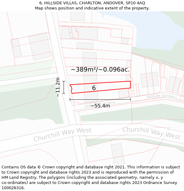6, HILLSIDE VILLAS, CHARLTON, ANDOVER, SP10 4AQ: Plot and title map