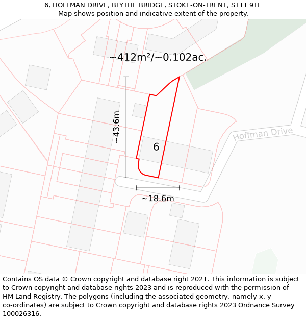 6, HOFFMAN DRIVE, BLYTHE BRIDGE, STOKE-ON-TRENT, ST11 9TL: Plot and title map