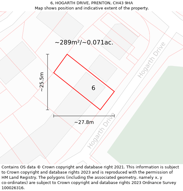 6, HOGARTH DRIVE, PRENTON, CH43 9HA: Plot and title map