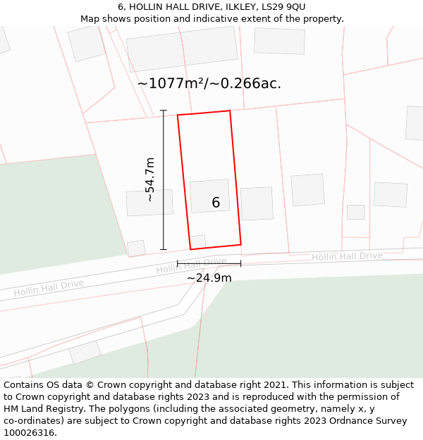 6, HOLLIN HALL DRIVE, ILKLEY, LS29 9QU: Plot and title map