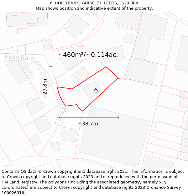 6, HOLLYBANK, GUISELEY, LEEDS, LS20 8RA: Plot and title map