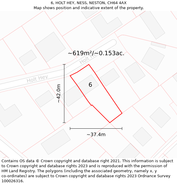 6, HOLT HEY, NESS, NESTON, CH64 4AX: Plot and title map