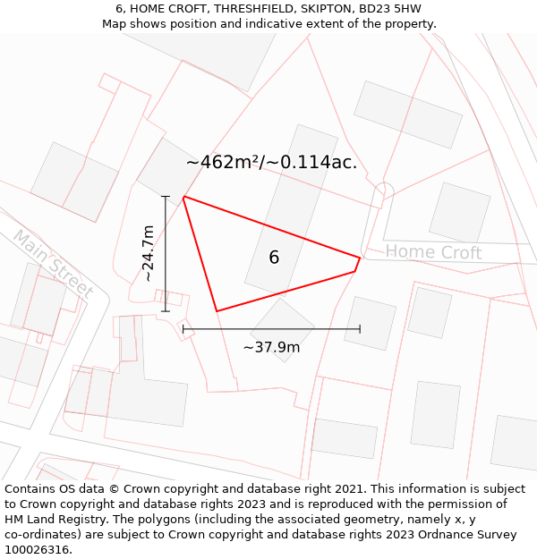 6, HOME CROFT, THRESHFIELD, SKIPTON, BD23 5HW: Plot and title map