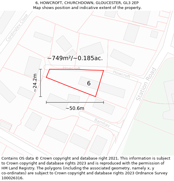 6, HOWCROFT, CHURCHDOWN, GLOUCESTER, GL3 2EP: Plot and title map