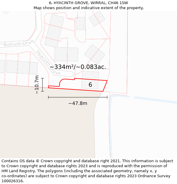 6, HYACINTH GROVE, WIRRAL, CH46 1SW: Plot and title map