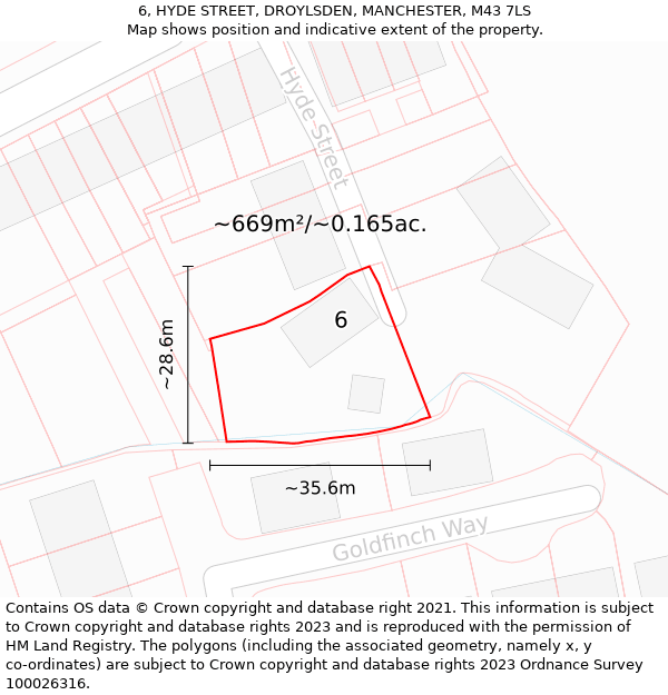 6, HYDE STREET, DROYLSDEN, MANCHESTER, M43 7LS: Plot and title map