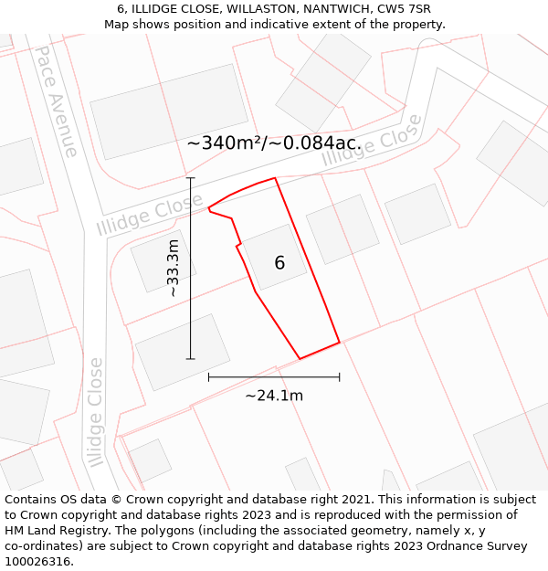 6, ILLIDGE CLOSE, WILLASTON, NANTWICH, CW5 7SR: Plot and title map