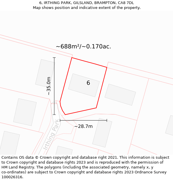 6, IRTHING PARK, GILSLAND, BRAMPTON, CA8 7DL: Plot and title map