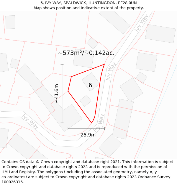 6, IVY WAY, SPALDWICK, HUNTINGDON, PE28 0UN: Plot and title map