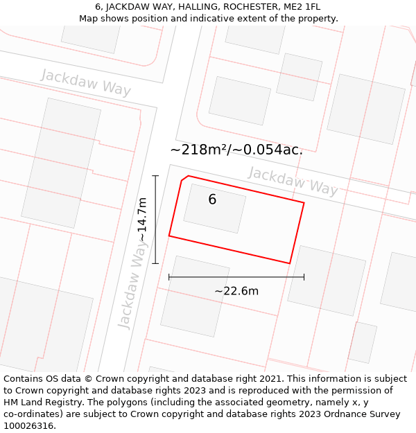 6, JACKDAW WAY, HALLING, ROCHESTER, ME2 1FL: Plot and title map
