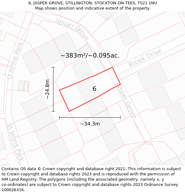 6, JASPER GROVE, STILLINGTON, STOCKTON-ON-TEES, TS21 1NU: Plot and title map