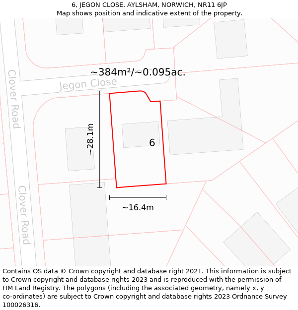 6, JEGON CLOSE, AYLSHAM, NORWICH, NR11 6JP: Plot and title map