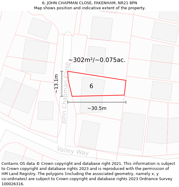 6, JOHN CHAPMAN CLOSE, FAKENHAM, NR21 8PN: Plot and title map