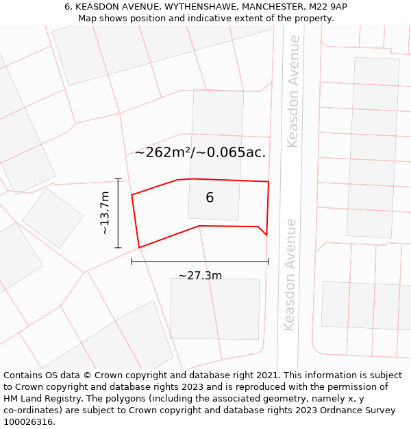 6, KEASDON AVENUE, WYTHENSHAWE, MANCHESTER, M22 9AP: Plot and title map