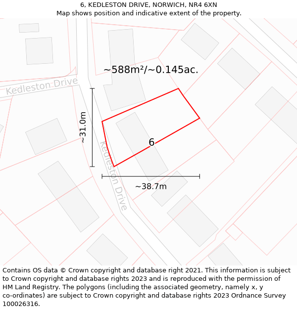 6, KEDLESTON DRIVE, NORWICH, NR4 6XN: Plot and title map