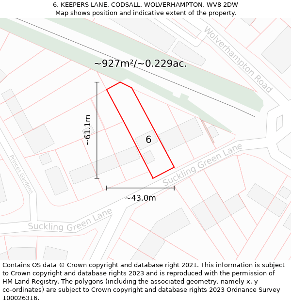 6, KEEPERS LANE, CODSALL, WOLVERHAMPTON, WV8 2DW: Plot and title map