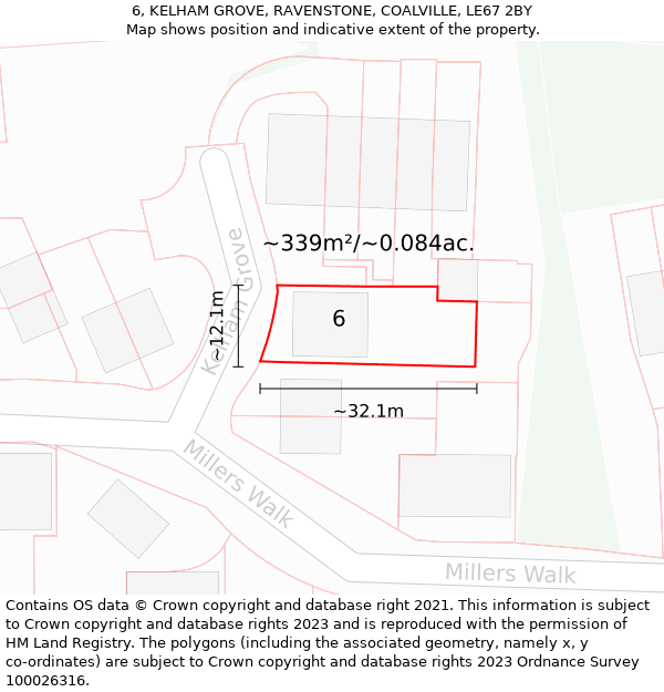 6, KELHAM GROVE, RAVENSTONE, COALVILLE, LE67 2BY: Plot and title map