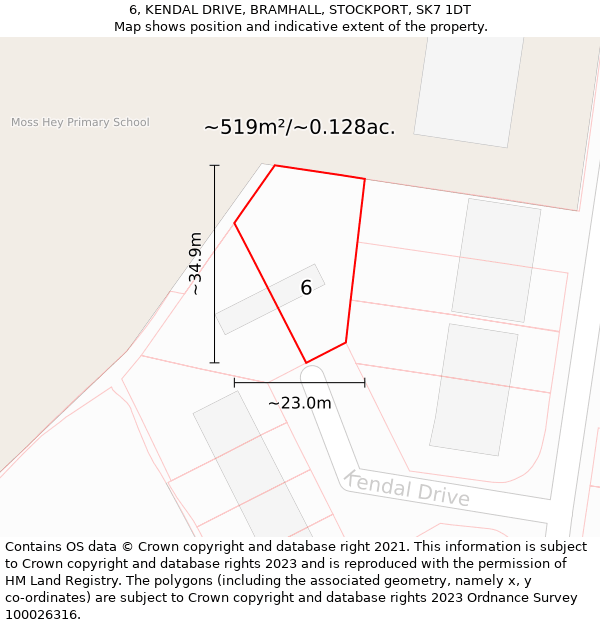 6, KENDAL DRIVE, BRAMHALL, STOCKPORT, SK7 1DT: Plot and title map