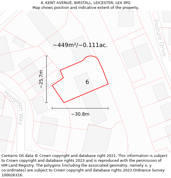 6, KENT AVENUE, BIRSTALL, LEICESTER, LE4 3PG: Plot and title map
