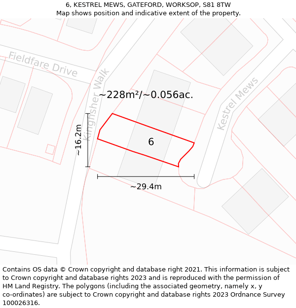 6, KESTREL MEWS, GATEFORD, WORKSOP, S81 8TW: Plot and title map