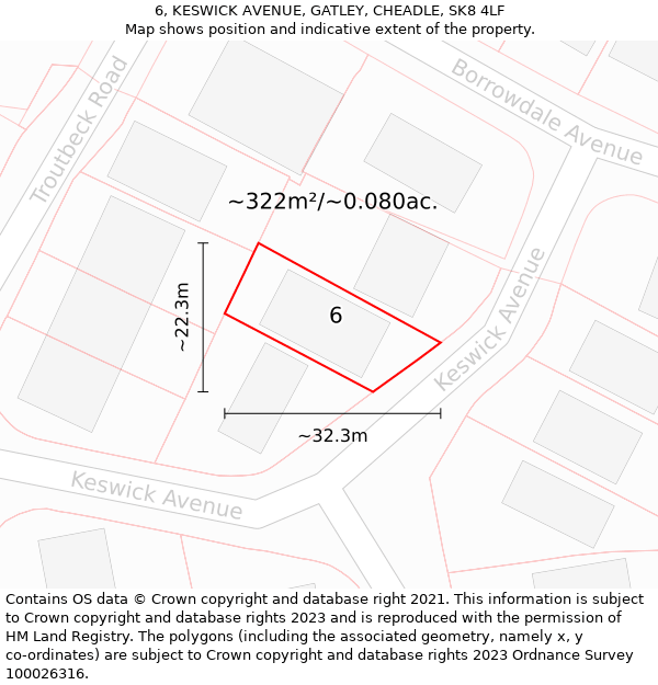 6, KESWICK AVENUE, GATLEY, CHEADLE, SK8 4LF: Plot and title map