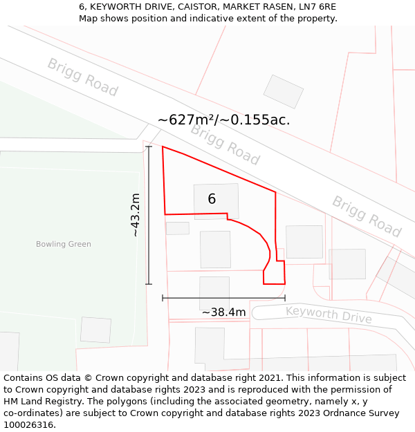 6, KEYWORTH DRIVE, CAISTOR, MARKET RASEN, LN7 6RE: Plot and title map