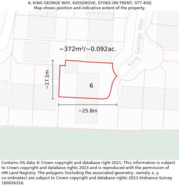 6, KING GEORGE WAY, KIDSGROVE, STOKE-ON-TRENT, ST7 4GQ: Plot and title map