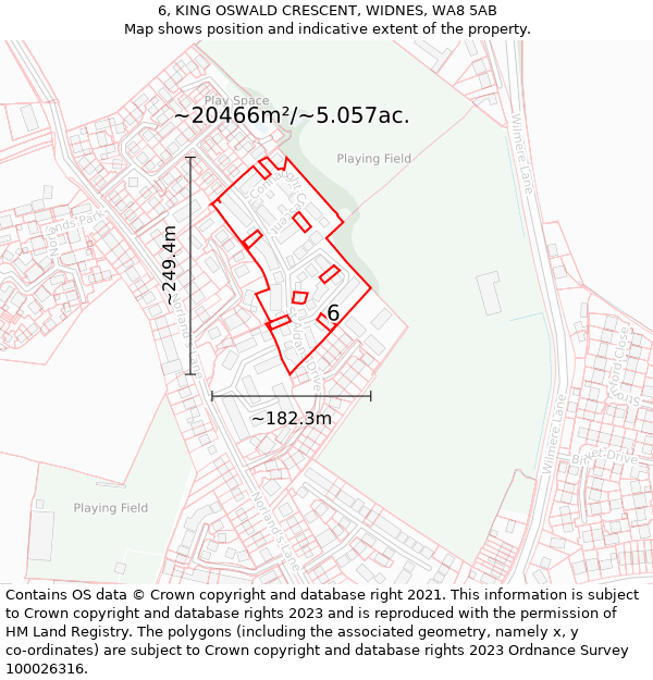 6, KING OSWALD CRESCENT, WIDNES, WA8 5AB: Plot and title map