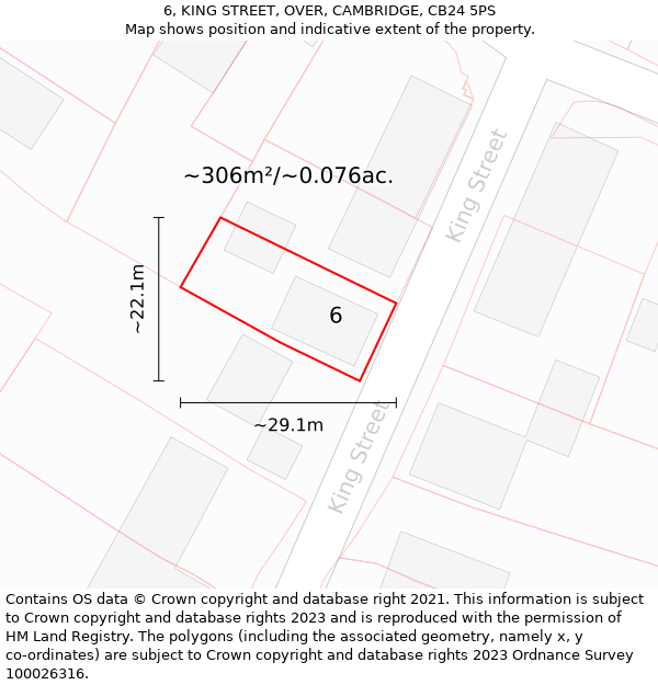 6, KING STREET, OVER, CAMBRIDGE, CB24 5PS: Plot and title map
