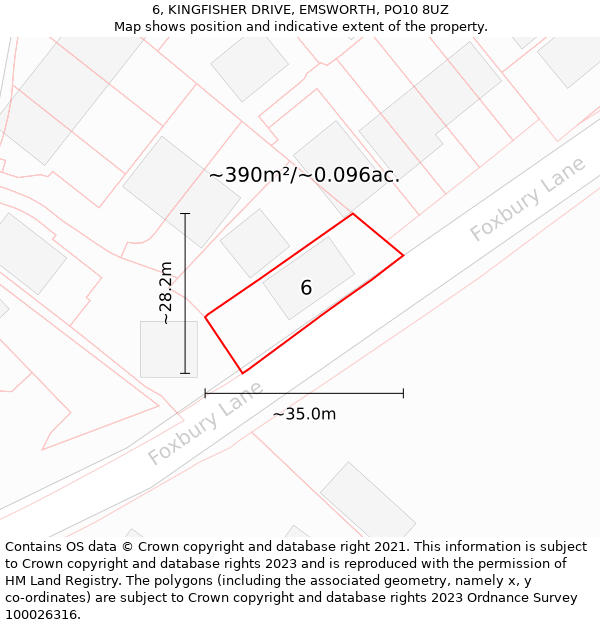 6, KINGFISHER DRIVE, EMSWORTH, PO10 8UZ: Plot and title map