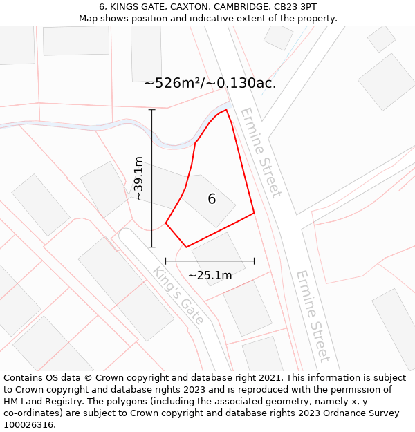 6, KINGS GATE, CAXTON, CAMBRIDGE, CB23 3PT: Plot and title map