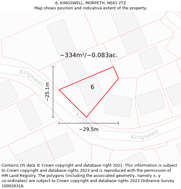 6, KINGSWELL, MORPETH, NE61 2TZ: Plot and title map