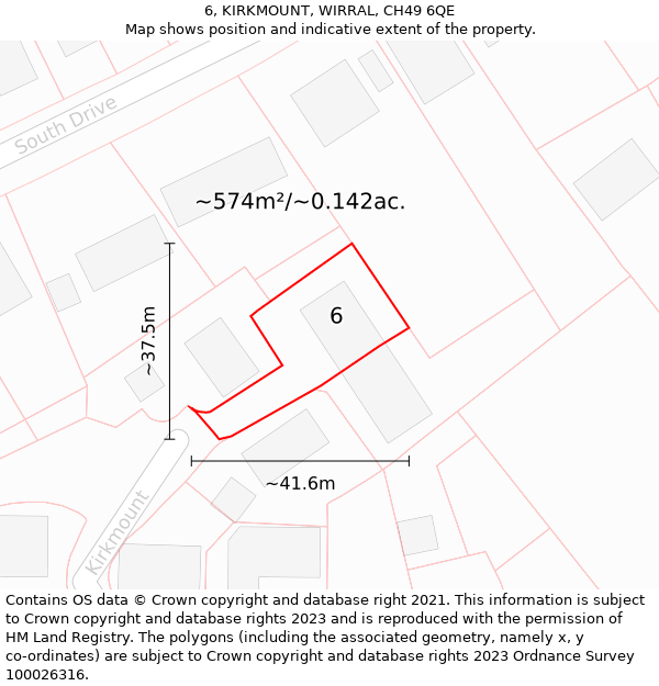 6, KIRKMOUNT, WIRRAL, CH49 6QE: Plot and title map