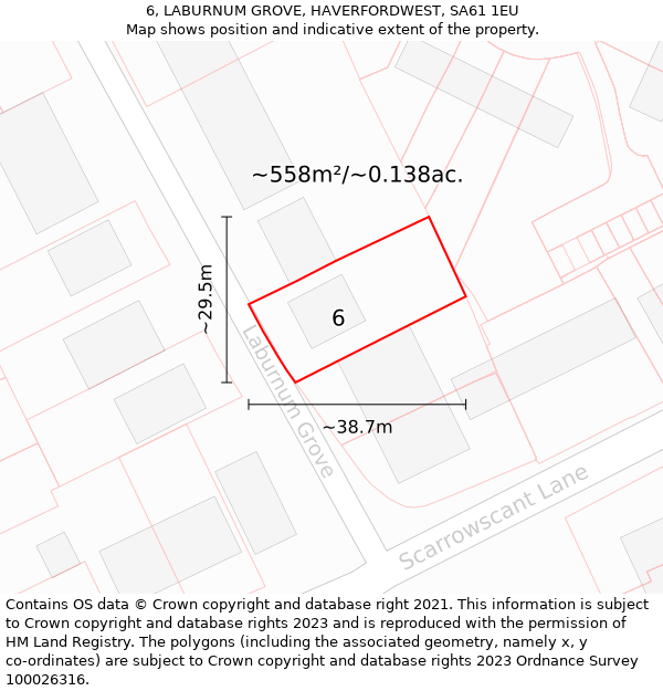 6, LABURNUM GROVE, HAVERFORDWEST, SA61 1EU: Plot and title map