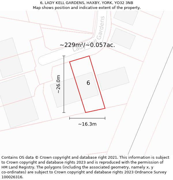 6, LADY KELL GARDENS, HAXBY, YORK, YO32 3NB: Plot and title map