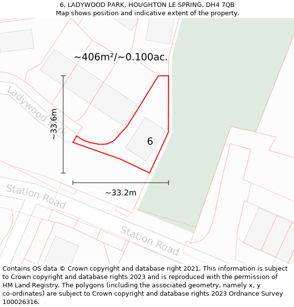 6, LADYWOOD PARK, HOUGHTON LE SPRING, DH4 7QB: Plot and title map