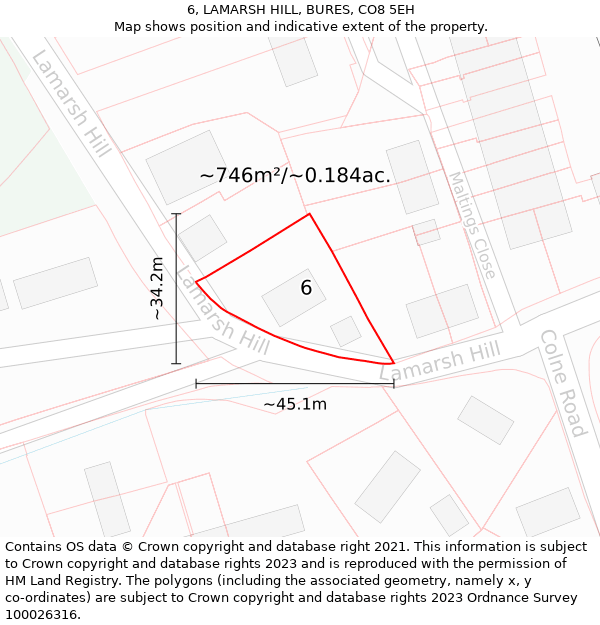 6, LAMARSH HILL, BURES, CO8 5EH: Plot and title map