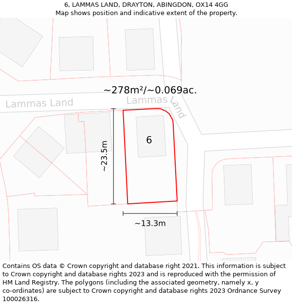 6, LAMMAS LAND, DRAYTON, ABINGDON, OX14 4GG: Plot and title map