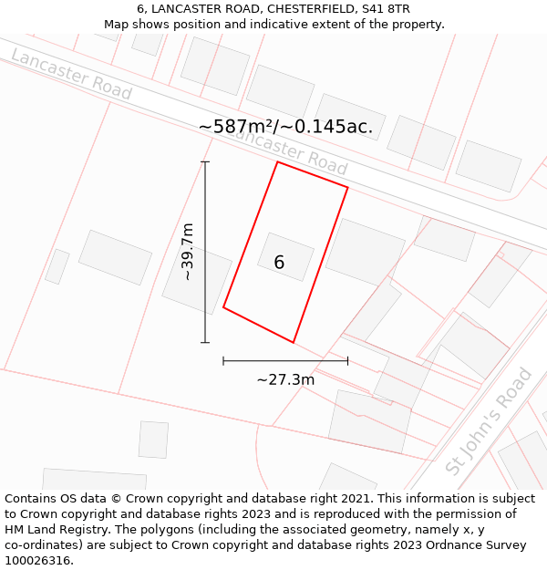 6, LANCASTER ROAD, CHESTERFIELD, S41 8TR: Plot and title map