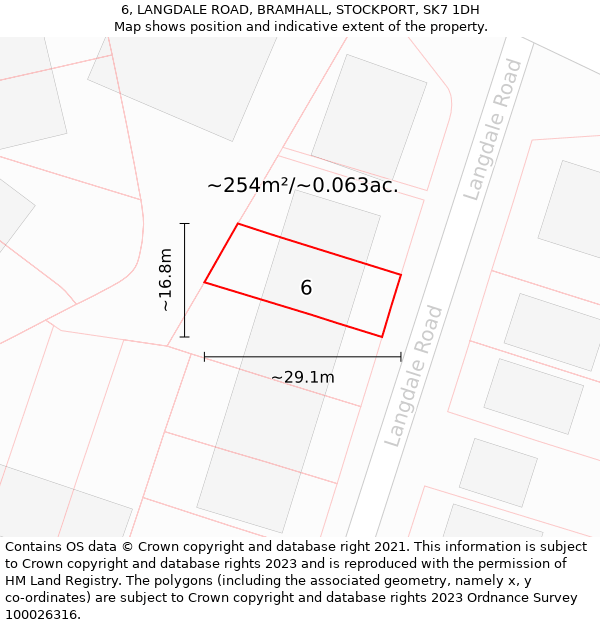 6, LANGDALE ROAD, BRAMHALL, STOCKPORT, SK7 1DH: Plot and title map