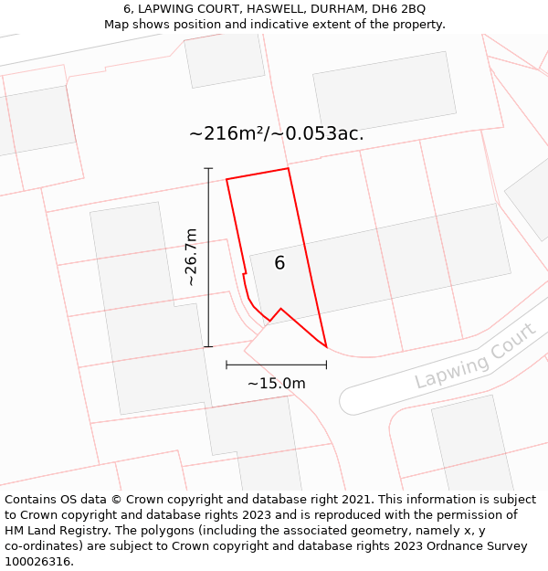 6, LAPWING COURT, HASWELL, DURHAM, DH6 2BQ: Plot and title map