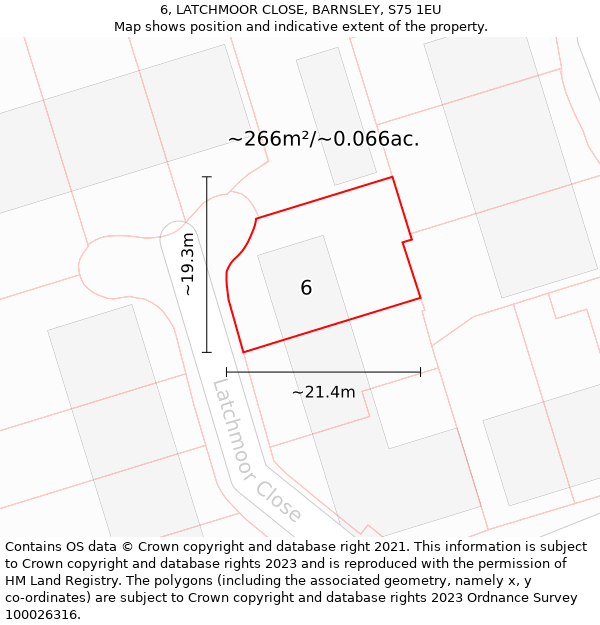 6, LATCHMOOR CLOSE, BARNSLEY, S75 1EU: Plot and title map