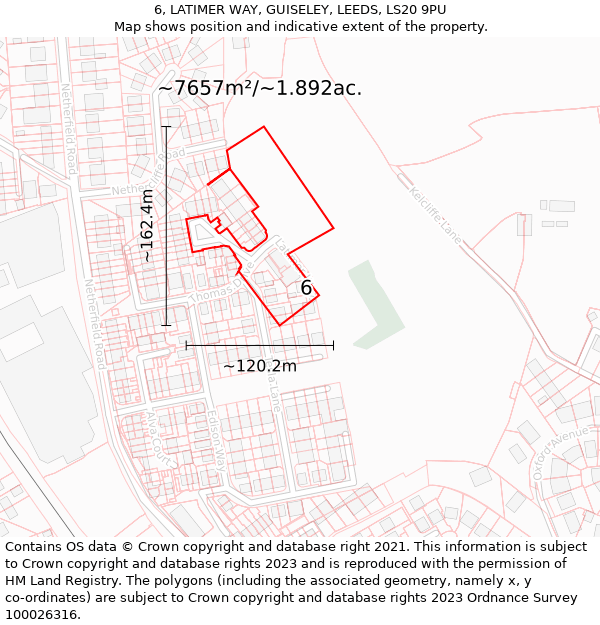 6, LATIMER WAY, GUISELEY, LEEDS, LS20 9PU: Plot and title map