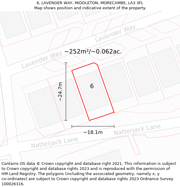 6, LAVENDER WAY, MIDDLETON, MORECAMBE, LA3 3FL: Plot and title map